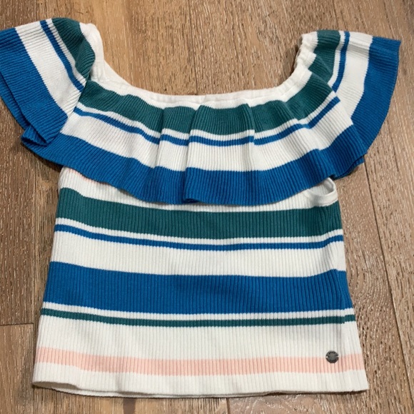 Roxy Extra Topical Love off The Shoulder Crop Top-Small - Picture 3 of 8